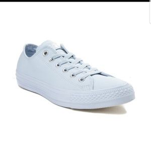 baby blue leather converse